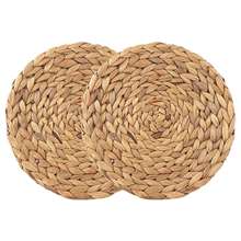 Natural Handmade Straw Woven Placemat Wooden Round Braided Mat Heat Resistant Hot Insulation Anti-Skidding Pad Water Hyacinth 2024 - buy cheap