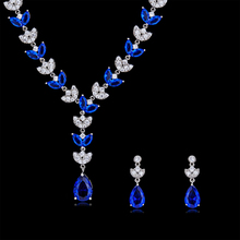 Gorgeous Crystal CZ Cubic Zirconia Bridal Wedding Leaf Necklace Earring Set Jewelry Sets for Women Accessories CN10117 2024 - buy cheap