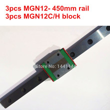 MGN12 ferroviário Em Miniatura linear: 3 pcs MGN12-450mm + 3 pcs MGN12C/bloco para X Y Z axies MGN12H impressora 3d partes 2024 - compre barato