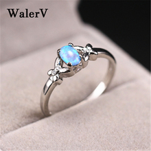 WalerV for Women  Ring Set Butterfly Fashion Charm Oval Blue Red Fire Opal Stone Wedding Jewelry Finger Rings 2024 - buy cheap