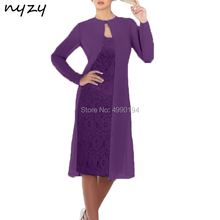 NYZY M123 Elegant Chiffon Purple 2 Piece Mother of the Bride Groom Dress Wedding Party Gown Guest Wear vestido madrinha 2019 2024 - buy cheap