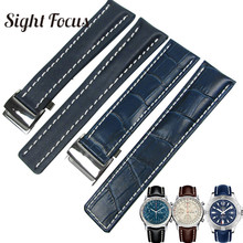 Blue Leather Watch Band for Breitling Watch Strap 22mm 24mm Watch Bracelet Relacement Strap Black Brown Belt Watchband Masculino 2024 - buy cheap