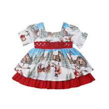 Vestido navideño para niñas pequeñas, lazo de Navidad, acampanado, Swing, Papá Noel 2024 - compra barato
