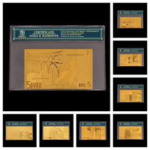 Colección de billetes chapados en oro de 24k, 8 unids/lote, moneda de oro de 5.10.20.50.100.200.500.1000, con COA para regalos 2024 - compra barato