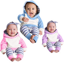 4 Colors Newborn Baby Boys Girls Clothing set cotton Hoodie +Pants Outfits fashion casual baby boy girl Clothes Tracksuit 2024 - buy cheap