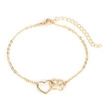 Shellhard lindo amor corazón hueco huella pulsera brazalete para mujer chica encantos joyería cumpleaños regalo pulseira feminina 2024 - compra barato