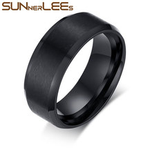 8mm SUNNERLEES Jewelry Titanium Stainless Steel Rings Black Blue Silver Color Gold Plated Matte Flat Design Ring Women Men R-004 2024 - buy cheap
