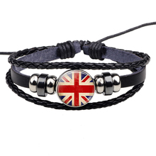 Pulsera de la bandera británica para hombres y mujeres, brazalete de cuerda negra, moda 2024 - compra barato