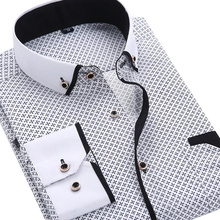 2020 Men Fashion Casual Long Sleeved Printed shirt Slim Fit Male Social Business Dress Shirt Brand Men Clothing Soft Comfortable 2024 - buy cheap