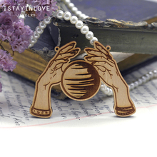 Handmade Jewelry Making Supplies Bead Laser Cut Wood Palm and Planet Charm For DIY Necklace Earring Brooch Ring BWP02-A 2 2024 - buy cheap