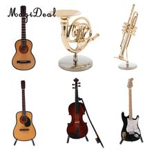 Guitarra eléctrica en miniatura de madera para casa de muñecas, modelo de instrumento Musical para figuras de acción, colecciones de accesorios, adornos de decoración, 1/6 2024 - compra barato