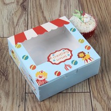 10 шт цирковая Подарочная коробка с окном Подарочная коробка на день рождения детская вечеринка конфеты печенье чашка торт крафт бумажные коробки Упаковка Картон 2024 - купить недорого