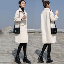 2019 Autumn Woolen Coat Women Long Sleeves S Black Green Lapel  Slim Woolen Jacket Winter Elegant Casual Long Female Coat W031 2024 - buy cheap