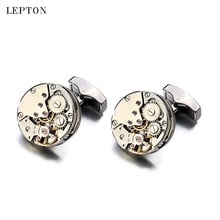 2017 New Watch Movement Cufflinks of immovable Lepton Stainless Steel Steampunk Gear Watch Mechanism Cuff links for Mens gemelos 2024 - buy cheap