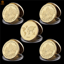 5Pcs/Lot 2017 Peruvian Machu Picchu Mountains New Seven Wonders Of The Wolrd Memorial Flat Gold Plated Coin Collectibles 2024 - buy cheap