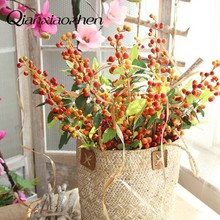 Qianxiaozhen 4 ветки ягодный искусственный цветы для Свадебные фальшивые Цветы Букет Свадебные цветы украшение для дома 2024 - купить недорого