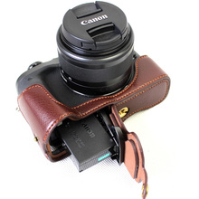 Black/Brown/Coffee PU Genuine Leather Half Camera Bag Case Cover For Canon M6 EOS M6 With Storage Bag Bottom Opening Case 2024 - buy cheap