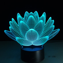 Luz noturna usb com flor de lótus 3d, 7 cores, presentes de natal, humor, lâmpada de toque para crianças, sala de estar, quarto, mesa para dormir 2024 - compre barato