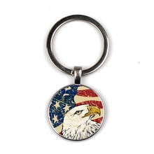 Vintage american flag Keychain Glass Time Gem Keychain Key Jewelry DIY Custom Photo Personality Gift , Keychains 2024 - buy cheap