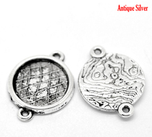 DoreenBeads 50 Silver Color Pattern Round Cabochon Setting Connectors 23x17mm(Fit 14mm) (B20872) yiwu 2024 - buy cheap