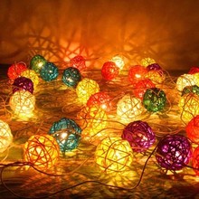 5m 50 Battery Operated Rattan Ball Led String Fairy Light Holiday Christmas Lights Outdoor Guirlande Lumineuse Luces Decorativas 2024 - buy cheap