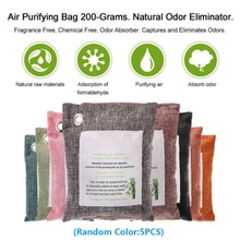 Бамбуковые пакеты для очистки воздуха, 5 упаковок, Натуральный Свежий стиль, бамбуковый уголь, очистка воздуха в форме сумочки очиститель запахов бамбука, дико используемый 2024 - купить недорого