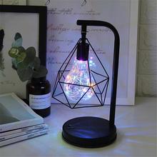 Creative Holiday Retro Iron Art Minimalist Hollow Diamond Table Lamps Reading Lamp Night Light Bedroom Desk Decor Lighting 2024 - buy cheap