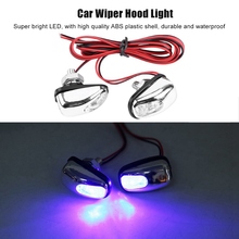 1 Pair Car LED Light Wiper Hood Windshield Water Spray Nozzle Washer Lamp 12V Blue LED Color car accessories 2024 - buy cheap