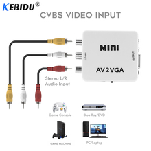 Kebidu-mini conversor de vídeo av, cvbs para vga, hd, conversor de vídeo av2vga, adaptador com áudio de 3.5mm para pc hdtv 2024 - compre barato