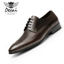 Мужские туфли-оксфорды DESAI, черные деловые туфли из натуральной кожи с перфорацией типа «броги», европейские размеры 37-44, 2019 2024 - купить недорого