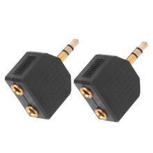 ALLOYSEED 2Pcs/Set Gold Plated 3.5mm Male Stereo to Dual 3.5mm Female Jack Y Splitter Audio Adapter Converter Connector 2024 - buy cheap