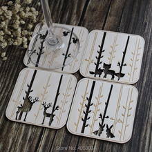 Wood coasters - Laser cut forest animals, Set of 4 wooden coasters, Unique coaster, Modern design coaster, Laser cut drink coast 2024 - buy cheap