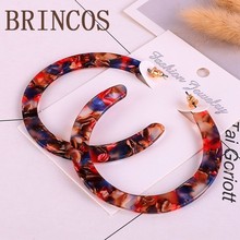 Brincos grandes 2019 acrílico, círculo impresso, estilo boêmio, pingente longo, novo, mulheres, moda, luxo, joia de acetato, cc 2024 - compre barato