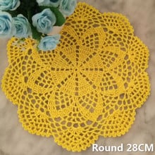 28CM Round Vintage Handmade Crochet Doilies Cotton Lace Flowers Coffee Mug Coaster Christmas Placemat Home Kitchen Dining Table 2024 - buy cheap