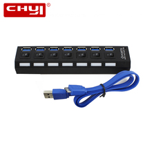 CHYI-concentrador de red USB 3,0 de 7 puertos, adaptador multiusb de supervelocidad con alimentación de encendido/apagado para ordenador portátil, 5Gbs 2024 - compra barato