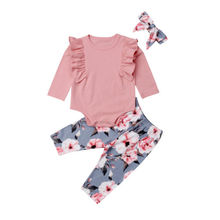 0-4Y Newborn Toddler Kids Baby Girl Long Sleeve Cotton Bodysuit Tops Floral Long Pant Headband 3PCS Outfits Girls Clothing Set 2024 - buy cheap