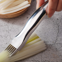 1 pçs de aço inoxidável corte cebola slicer cortador vegetal shredder afiada scallion cozinha acessórios faca shred ferramenta 2024 - compre barato