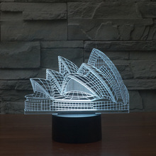Креативные продукты Сиднейский опера дом 3d лампа Акриловая стерео энергосберегающие окружающие настольные лампы для гостиной освещения 2024 - купить недорого