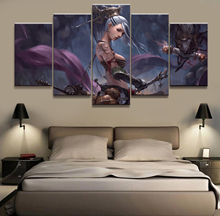 5 Panel Female Swordsman Monster Animation Canvas Printed Painting For Living Room Wall Art Home Decor Picture Artworks Poster 2024 - buy cheap