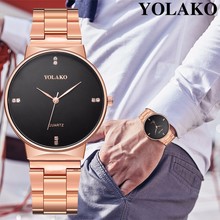 Yolako relógio masculino de aço inoxidável, ultrafino, esportivo, casual, de quartzo 2024 - compre barato