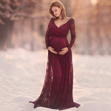 Lace maternity dress photography props long-sleeved maternity dress long maternity dress 2024 - buy cheap