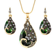 Jewelry Set for women National Wind Crystal Drop Gem Peacock Pendant Earrings Necklace Set Female Jewelry accessories gift PH012 2024 - buy cheap