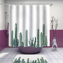 Cortina de chuveiro com esteira de banho à prova dwaterproof água poliéster tecido cortina de banho para o banheiro decorar com 12 pçs ganchos de plástico 2024 - compre barato
