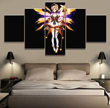 Home Decor Modular Canvas Picture 5 Piece Overwatch Mercy Game Painting Poster Wall For Home Canvas Painting Wholesale 2024 - buy cheap