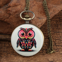 Vintage Pocket Watch Quartz Colorful Owl/Birds Design Fob Necklace Pendant Clock Lovely Pocket Clock Gifts for Children 2024 - buy cheap