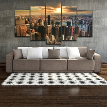 Wall Art Pictures Canvas Print Poster 5 Panel City Building Landscape Sunset Painting Home Decor For Living Room Modern Artwork 2024 - buy cheap