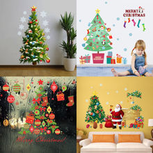 Árvore de natal de Papai Noel Adesivos de Parede Janela Mural Home Decor Removível adesivos de Vinil 2024 - compre barato