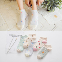 Colorful fruit Invisible Short Woman Sweat summer comfortable cotton girl women's boat socks ankle low female 1pair=2pcs ws184 2024 - buy cheap