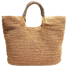 Bolso redondo de paja para mujer, bolsa de playa de ratán, de punto, de playa, de compras 2024 - compra barato