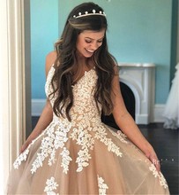 Eightale Champagne Wedding Dress Champagne White Lace Appliques A Line Spaghetti Strap Long Bridal Dresses Princess Wedding Gown 2024 - buy cheap